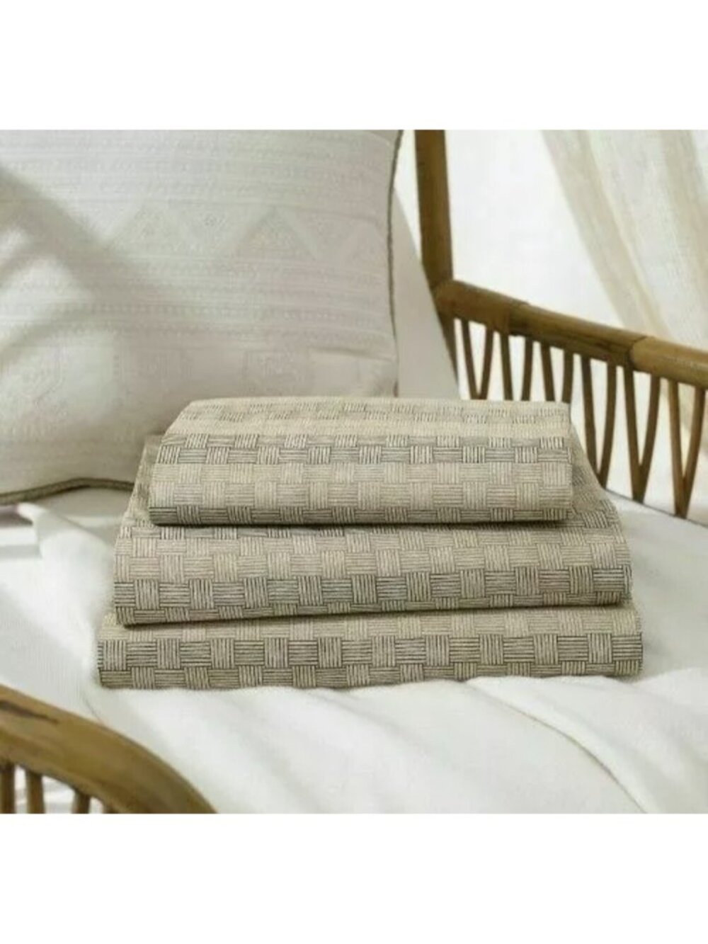 RALPH LAUREN DESERT RETREAT BASKETWEAVE TWIN FLAT SHEET 100% ORGANIC COTTON 400T